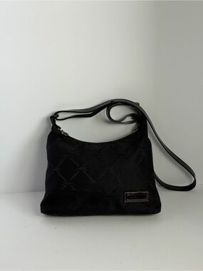 Longchamp Black Jacquard Monogram Hobo Crossbody Bag